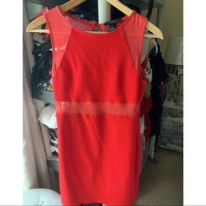 Red sheer panel dress